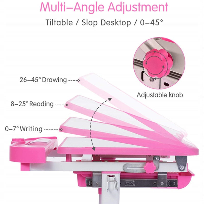 Children's  Study Desk Height Adjustable  Storage Drawer