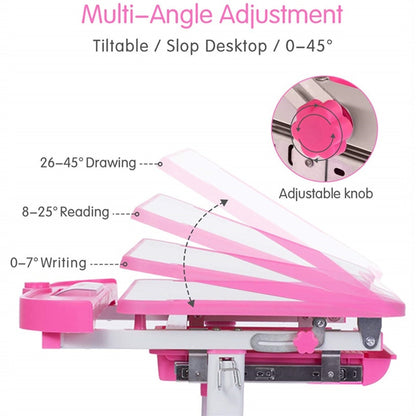 Children's  Study Desk Height Adjustable  Storage Drawer