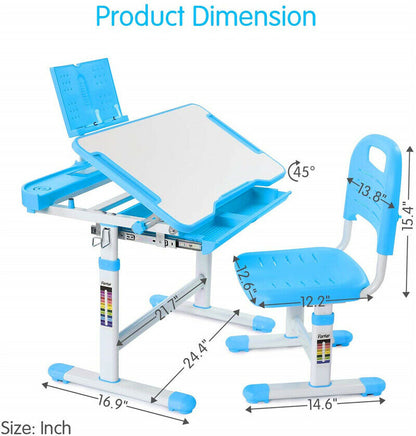 Children's  Study Desk Height Adjustable  Storage Drawer