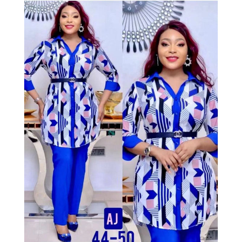 Dashiki Pants with Long Coat 2 Pieces Suit